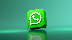 3D logo aplikace WhatsApp na zeleném pozadí, moderní design ikonky komunikační služby